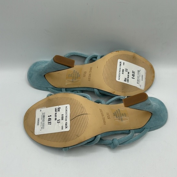 Nine West Light Blue Suede Strappy Slip On Heels Size 5.5 New with tags! - Picture 8 of 9